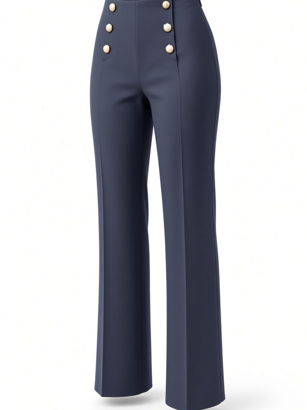 BNWT H&M Navy Boot-Cut Sailor Trousers with Gold Buttons